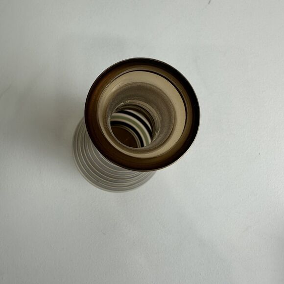 bohemia glass czechoslovakia MCM Smokey Brown Gold Striped Glass decanter Vase - Picture 6 of 6